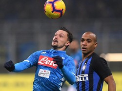 Inter punya lima percobaan mengarah ke gawang, berbanding empat punya Napoli. REUTERS/Alberto Lingria.