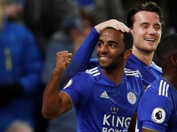Ricardo Pereira merayakan golnya. REUTERS/Darren Staples.