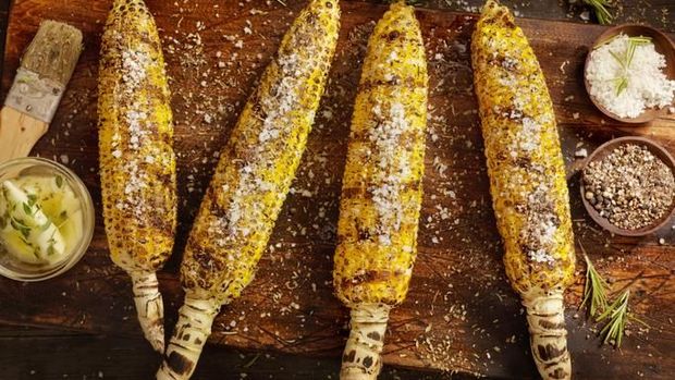 Grilled corn close-up