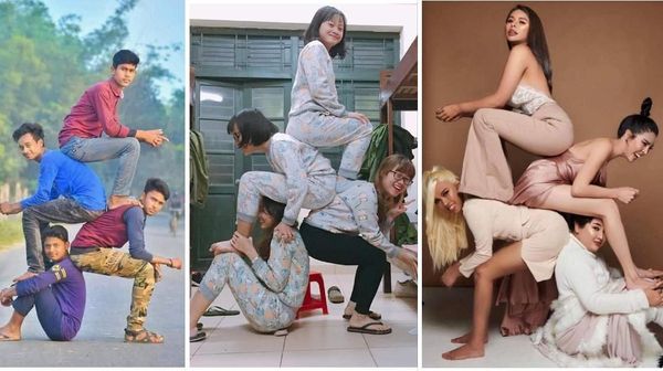 Kocaknya Tantangan Foto Bertumpuk Netizen Thailand