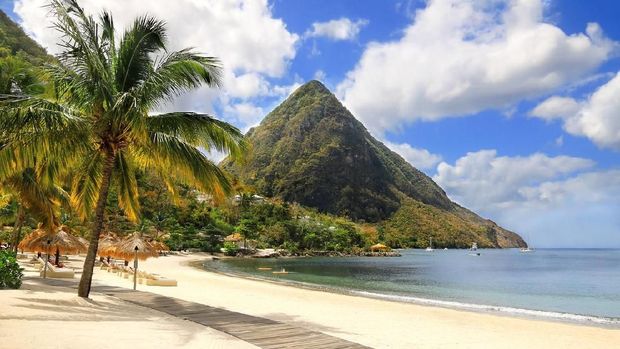 Pantai st lucia, Pantai Saint Lucia Beautiful white sand beach in Saint Lucia, Caribbean Islands