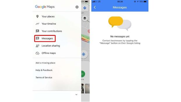 Google Maps Sediakan Fitur Pesan Instan