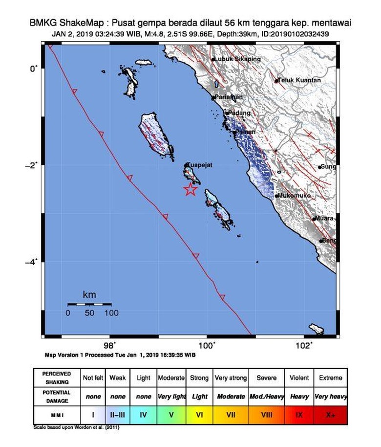 Gempa Magnitudo 4,8 Terjadi di Kepulauan Mentawai