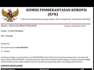 Waspada! Beredar Surat Palsu Penerimaan Karyawan KPK
