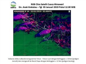 Abu Vulkanik Bergerak ke 2 Arah, Ini Citra Satelit Anak Krakatau Pascaerupsi
