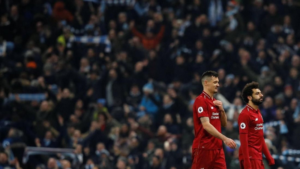 Dejan Lovren usai pertandingan kontra Manchester City (Phil Noble/Reuters)