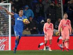 Dua menit jelang babak pertama bubaran, Getafe memperkecil skor 1-2 lewat Jaime Mata. (Sergio Perez/Reuters)