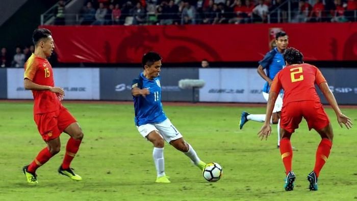Sunil Chettri melewati jumlah gol Lionel Messi di level tim nasional (AFP) Sunil Chettri melewati jumlah gol Lionel Messi di level tim nasional (AFP)