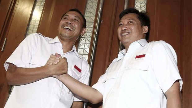 Dua pentolan tabloid Obor Rakyat yang juga narapidana kasus pencemaran nama baik Jokowi, yakni Setiyardi Budiono dan Darmawan Sepriyosa.