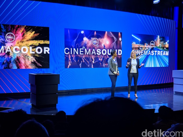 Di panggung CES 2019, Dell memperkenalkan software Dell Cinema. Foto: Adi Fida Rahman/detikINET