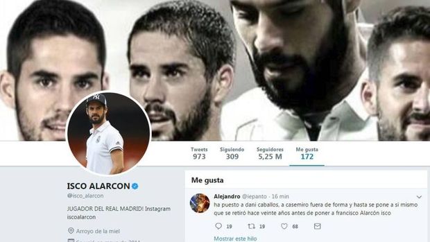 screenshot Twitter Isco saat nge-like cuitan yang menyindir Solari. (AS)