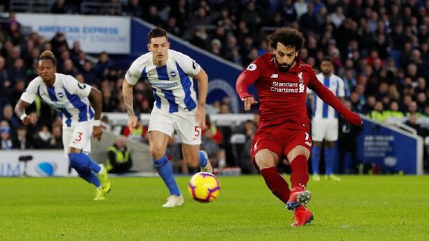 Hasil Liga Inggris: Penalti Salah Menangkan Liverpool di Markas Brighton