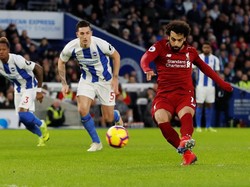 Mohamed Salah kembali jadi penyelamat Liverpool. Gol penaltinya memastikan kemenangan Liverpool 1-0 di markas Brighton & Holve Albion. (Paul Childs/Action Images via Reuters)