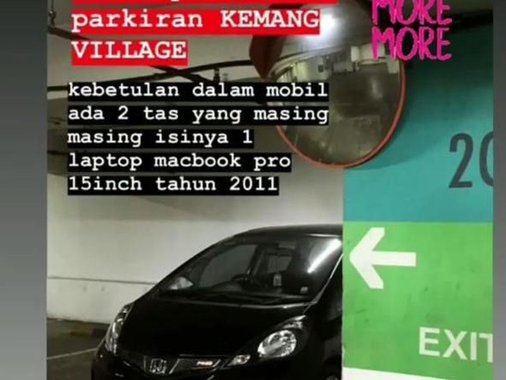 Viral Cerita Mobil Bonita Dibobol di Kemang Village, 2 Laptop Raib Viral Cerita Mobil Bonita Dibobol di Kemang Village, 2 Laptop Raib