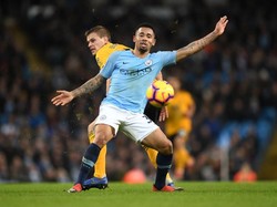 Gabriel Jesus membuat dua gol saat Manchester City mengalahkan Wolverhampton 3-0. Jesus sedang panas-panasnya sejak pergantian tahun ini dengan total tujuh gol. (Michael Regan/Getty Images)