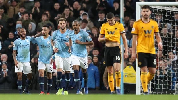 Manchester City sukses mengalahkan Wolverhampton 3-0. (