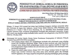 PGI Sumut Tanggapi Kasus Penghadangan Beribadah Jemaat GBI Philadelpia