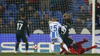 Martin Braithwhite menjadi pemain yang berhasil mencetak gol di gawang Madrid di menit ke-30.