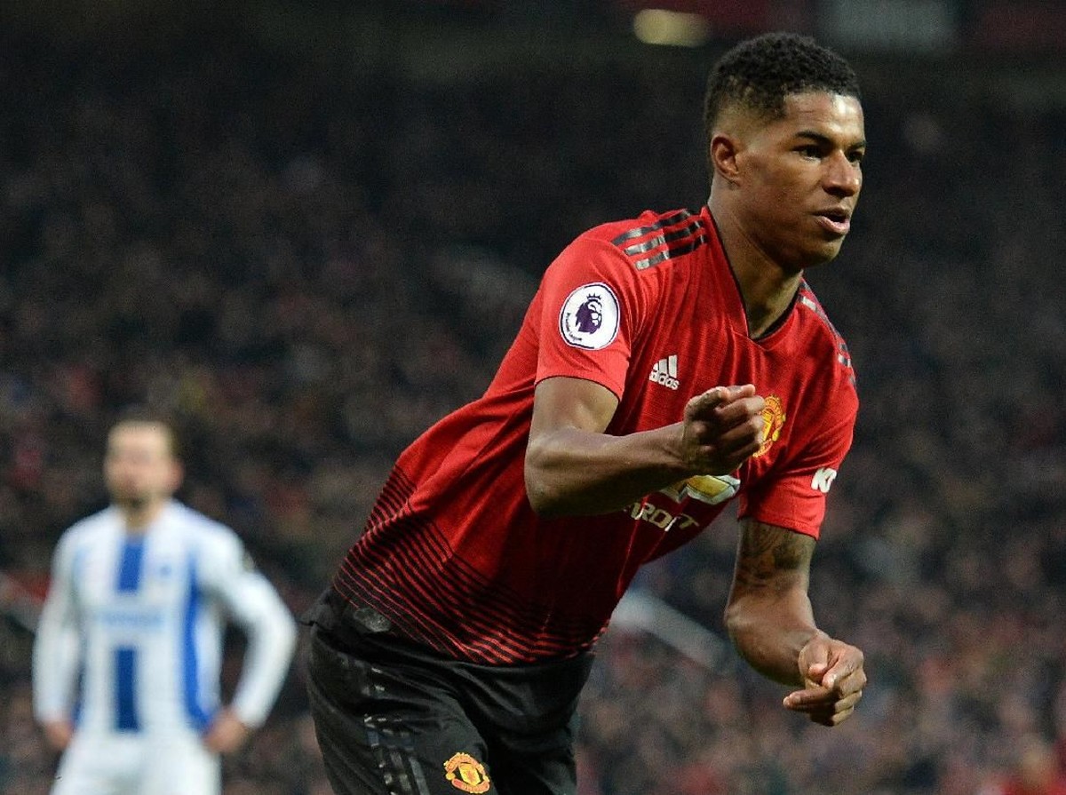 Marcus Rashford tampil impresif di penampilan ke-150 bersama Man United. Foto: Peter Powell/Reuters