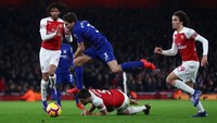 Arsenal menjamu Chelsea di Stadion Emirates, Minggu (20/1/2019) dinihari WIB. Arsenal menekan sejak awal, sementara the Blues kesulitan menciptakan peluang. Foto: Reuters