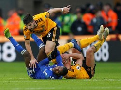 Ruben Neves menciptakan satu assist yang membuat Wolverhampton mencetak gol ketiganya untuk memimpin 3-2 atas Leicester City. Pada prosesnya, Wolves menang dengan skor 4-3. Foto: Craig Brough/ Action Images via Reuters