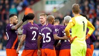 Manchester City jadi satu-satunya tim di lima liga top Eropa yang sudah menembus 100 gol. The Citizens sudah bikin 102 gol sejauh ini. Foto: Carl Recine/Reuters