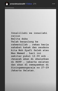 Insta Story Armand Maulana