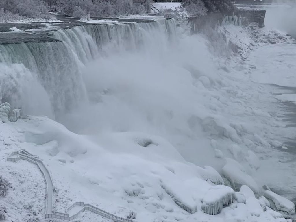 Penampakan Niagara yang Memutih karena Suhu Dingin Ekstrem Penampakan Niagara yang Memutih karena Suhu Dingin Ekstrem