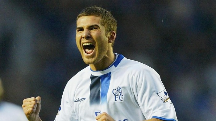 LEICESTER, ENGLAND - JANUARY 11: Adrian Mutu of Chelsea celebrates scoring during the FA Barclaycard Premiership match between Leicester City and Chelsea at the Walkers Stadium on January 11, 2004 in Leicester, England.  (Photo by Ross Kinnaird/Getty Images)