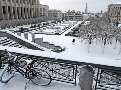 Kala Taman di Brussels Memutih Karena Salju