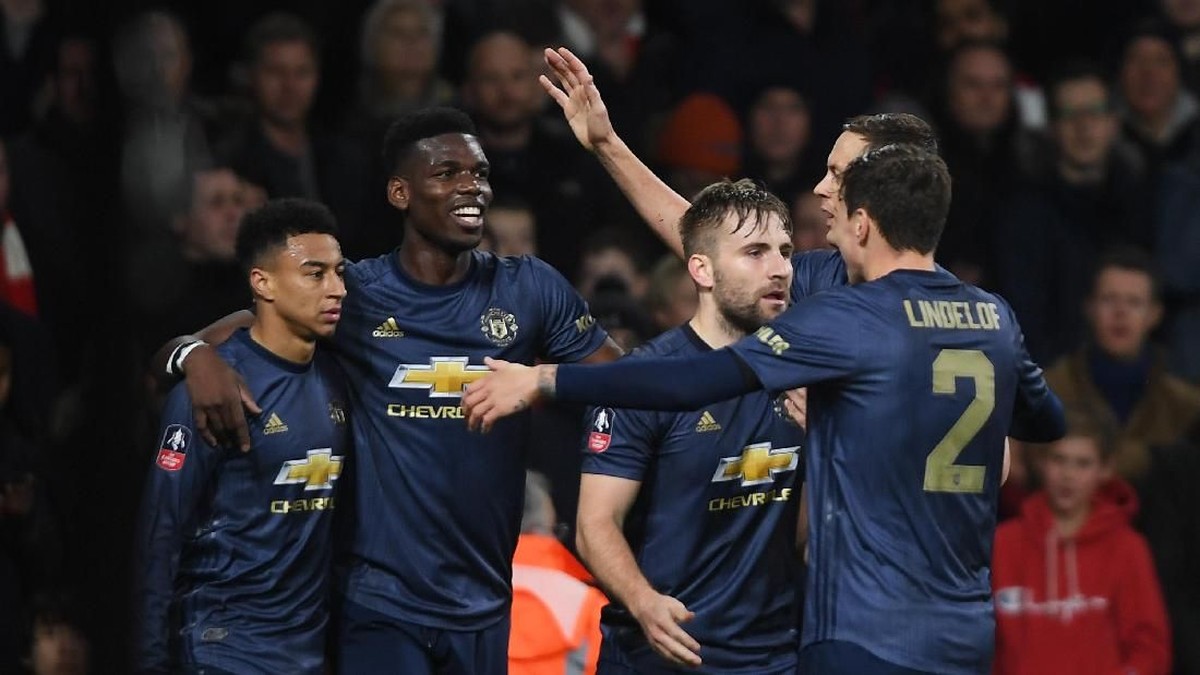 Manchester United menumbangkan Arsenal di Emirates Stadium pada laga babak keempat Piala FA. (Foto: Mike Hewitt/Getty Images)