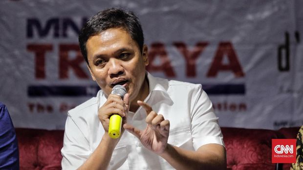 Anggota Bidang Hukum Badan Pemenangan Nasional (BPN) Habiburokhman saat menjadi narasumber dalam diskusi bertema “Hantu Kampanye Hitam”. Jakarta, Sabtu, 26 Januari 2019. CNN Indonesia/Adhi Wicaksono.