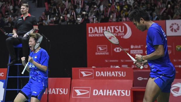 Liliyana Natsir bersama Tontowi Ahmad melangkah ke final Indonesia Masters 2019. (