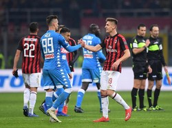 Milan vs Napoli selesai 0-0 dalam pertandingan yang berlangsung, Minggu (27/1/2019) dinihari WIB. (Foto: Alberto Lingria/Reuters)