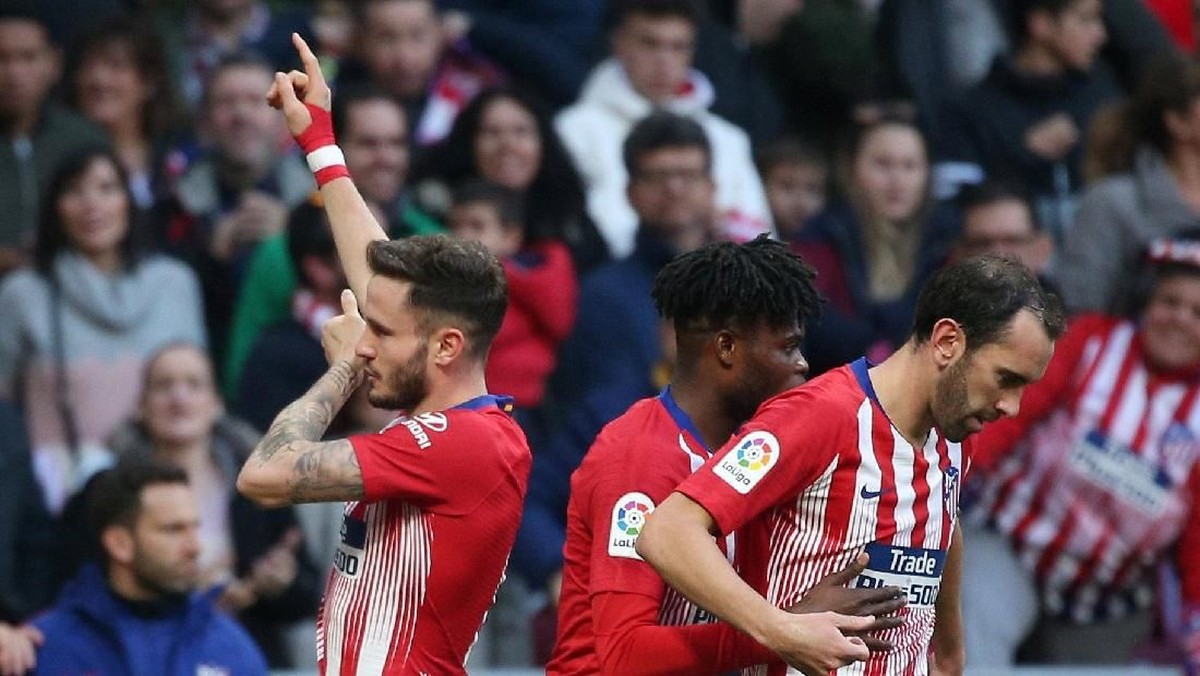 Saul Niguez saat Atletico Madrid menaklukkan Getafe. (Foto: Javier Barbancho/Reuters)