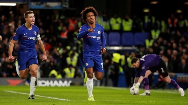 Willian cetak dua gol ke gawang Sheffield.