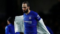 Gonzalo Higuain tidak bertaji kala memperkuat Chelsea, kala dipinjamkan dari Juventus di tahun 2019. Cuma main 14 kali di Liga Inggris dengan lima gol, tapi jadi bagian skuad The Blues (Reuters)