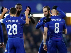 Higuain menjalani debutnya sebagai pemain Chelsea kala menghadapi Wednesday di Stamford Bridge, Senin (28/1/2019) dinihari WIB. REUTERS/Eddie Keogh.