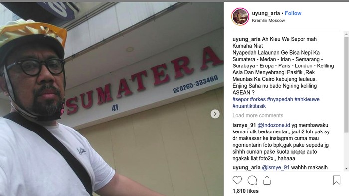 Foto Uyung yang bikin netizen ngakak. Foto: Instagram Uyung Aria