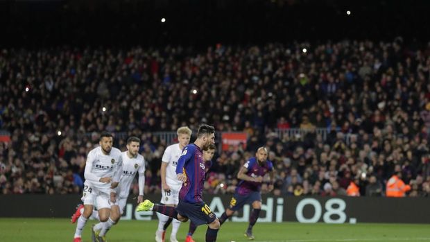 Dua Gol Messi Selamatkan Barca dari Kekalahan Lawan Valencia