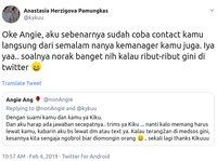 Balasan Kiku atas sindiran Angie Ang