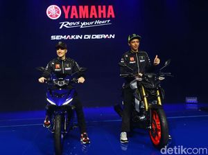 Rossi-Vinales Tunggangi Motor Bebek dan Sport Yamaha
