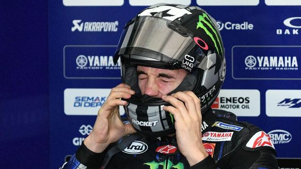 Maverick Vinales juga mengenakan helm baru di tes pramusim MotoGP 2019.