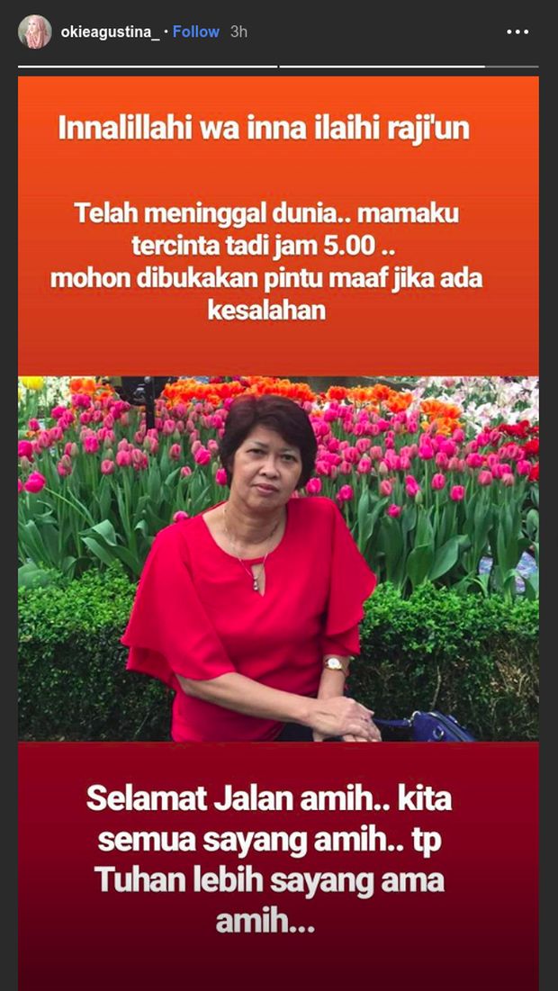Ibunda Okie Agustina meninggal dunia