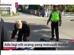 Lagi Nih! Pria Banting Motor karena Kesal Ditilang