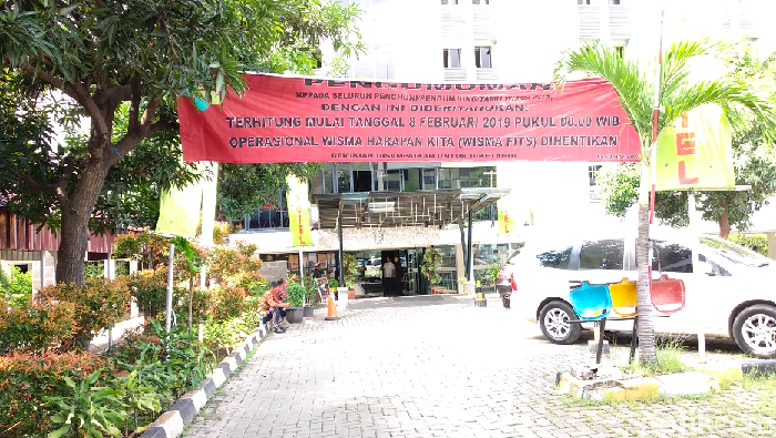 Pengumuman ditutupnya Wisma FITS di RSAB Harapan Kita. (Foto: Widiya Wiyanti/detikHealth)
