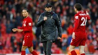 Liverpool menang 3-0 dan sementara kembali ke puncak klasemen dengan unggul tiga poin atas Manchester City. Juergen Klopp bisa berlega hati setelah dua laga sebelumnya berujung hasil seri. (Phil Noble/Reuters)