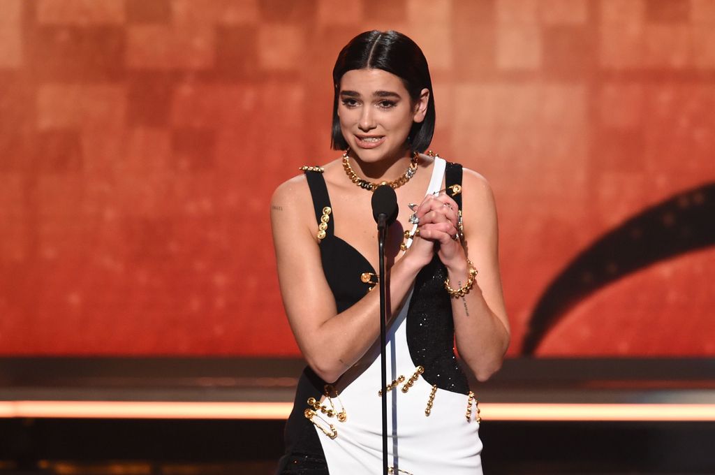 LOS ANGELES, CA - FEBRUARY 10:  Dua Lipa accepts the Best New Artist award onstage during the 61st Annual GRAMMY Awards at Staples Center on February 10, 2019 in Los Angeles, California.  (Photo by Kevin Winter/Getty Images for The Recording Academy)