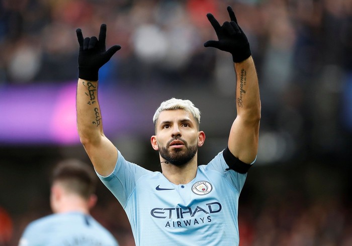 Soccer Football - Premier League - Manchester City v Chelsea - Etihad Stadium, Manchester, Britain - February 10, 2019  Manchester Citys Sergio Aguero celebrates scoring their second goal     Action Images via Reuters/Carl Recine