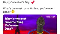 Crystal Palace merayakan Hari Kasih Sayang dengan cara yang menarik. Mereka melemparkan sebuah pertanyaan kepada pemainnya terkait momen romantis yang pernah dilakukan, tapi ada juga yang tidak mau menjawab. (Foto: Istimewa)